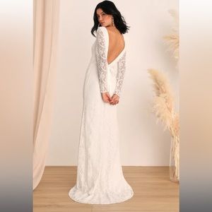Enchanted Elegance White Lace Backless Mermaid Maxi Dress - Lulu’s